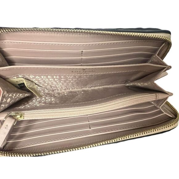 Kate Spade New York Chester Street Neda Wallet Beige Black Clutch Leather Tassel - Picture 6 of 7
